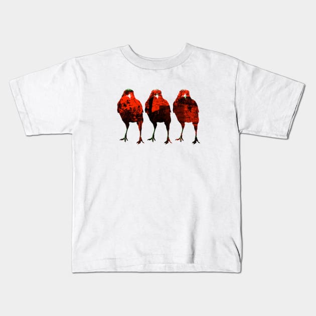 Three Red Birds Kids T-Shirt by L'Appel du Vide Designs by Danielle Canonico